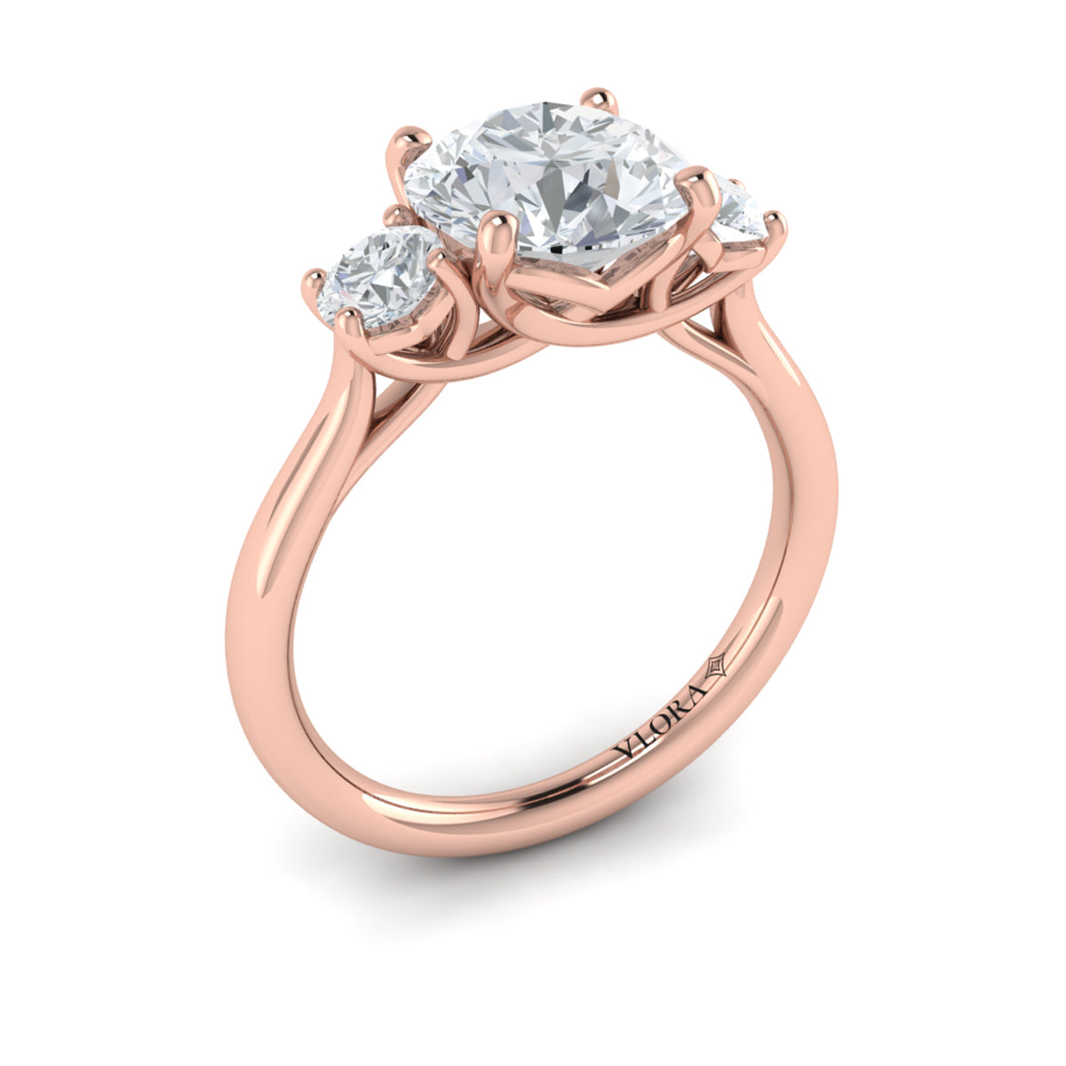 14kt Rose Gold Three-Stone Diamond Engagement Ring