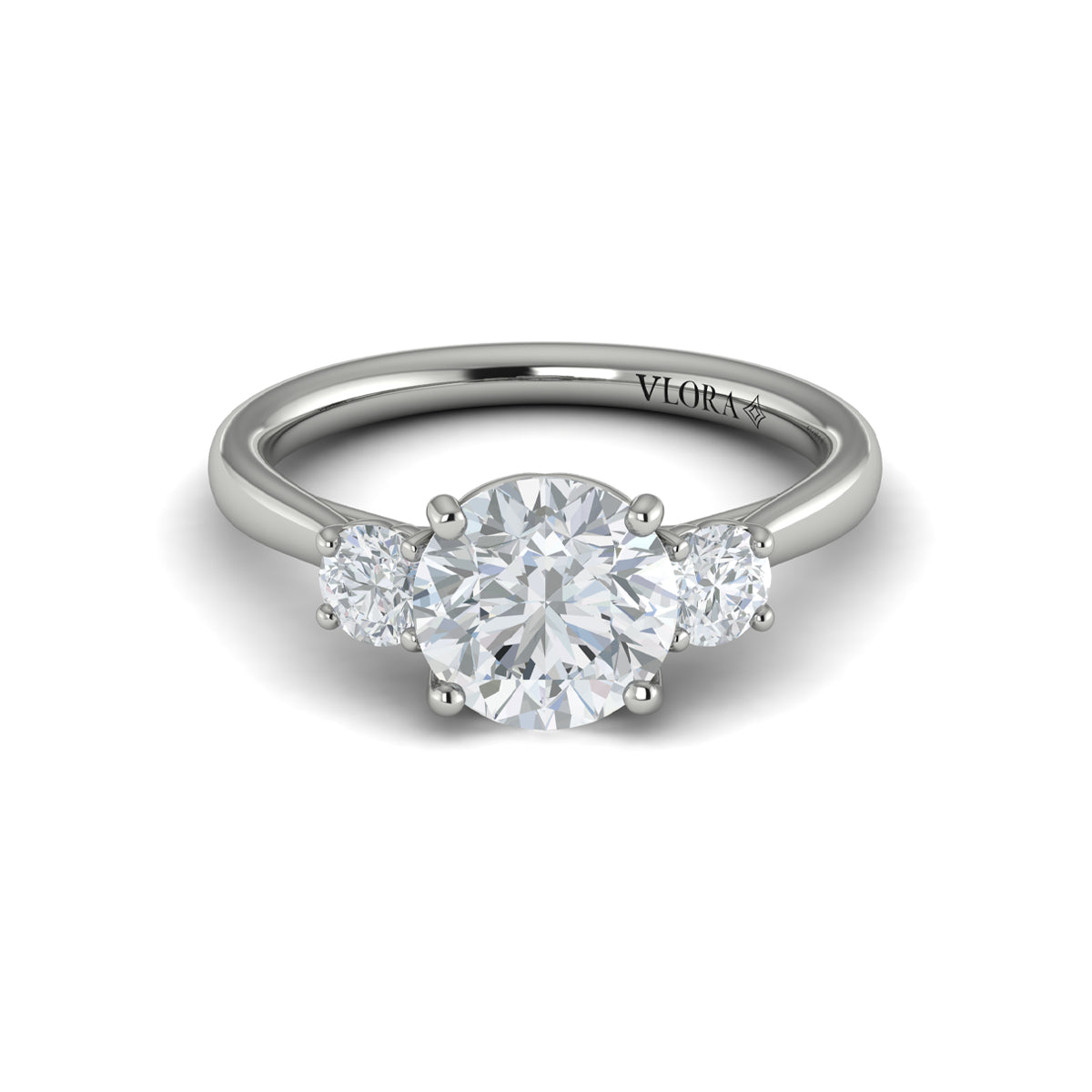 14K White Gold Three Stone Diamond Engagement Ring