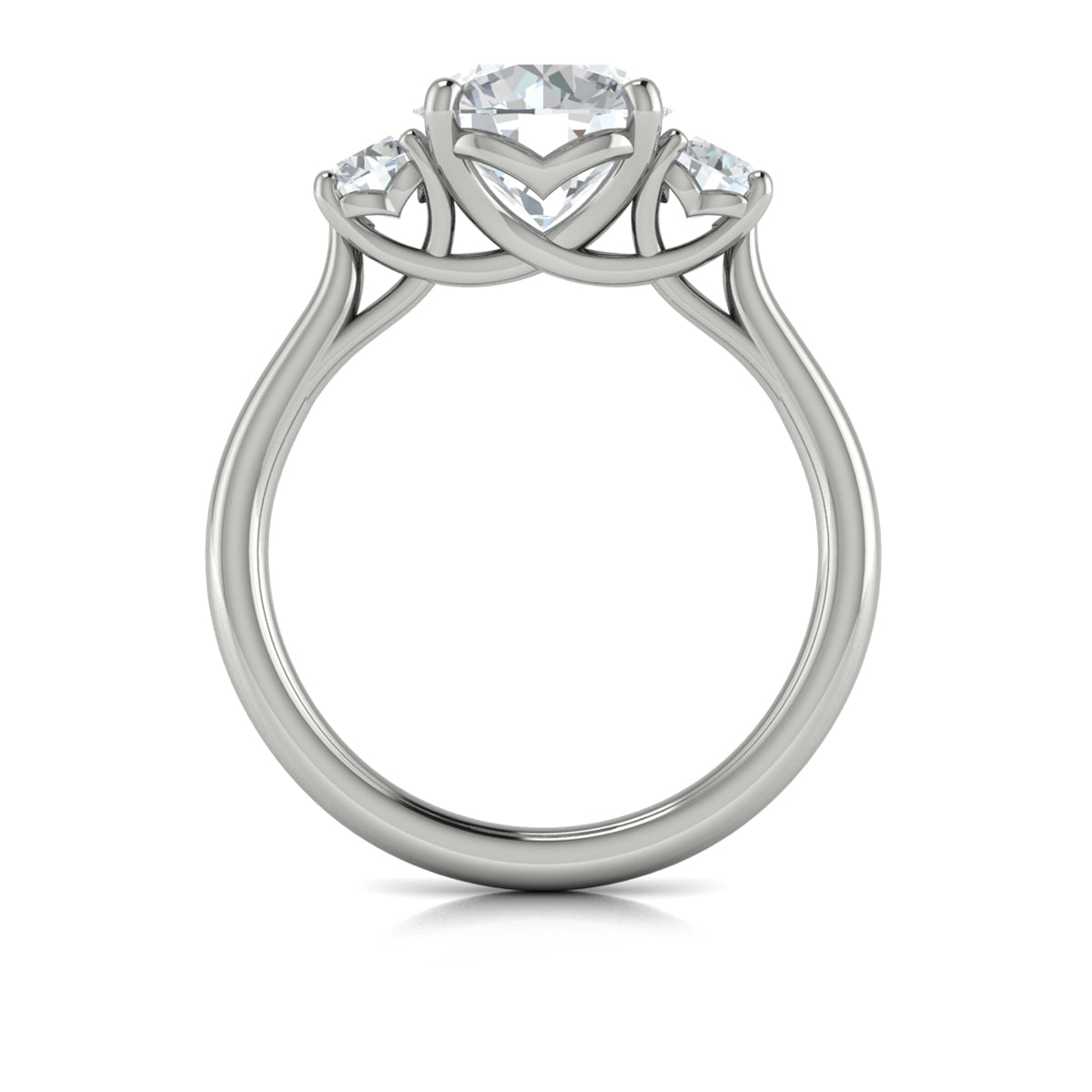 14K White Gold Three Stone Diamond Engagement Ring