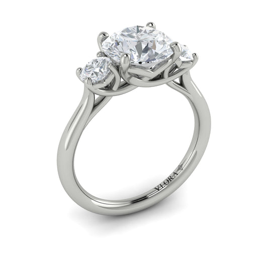 14K White Gold Three Stone Diamond Engagement Ring
