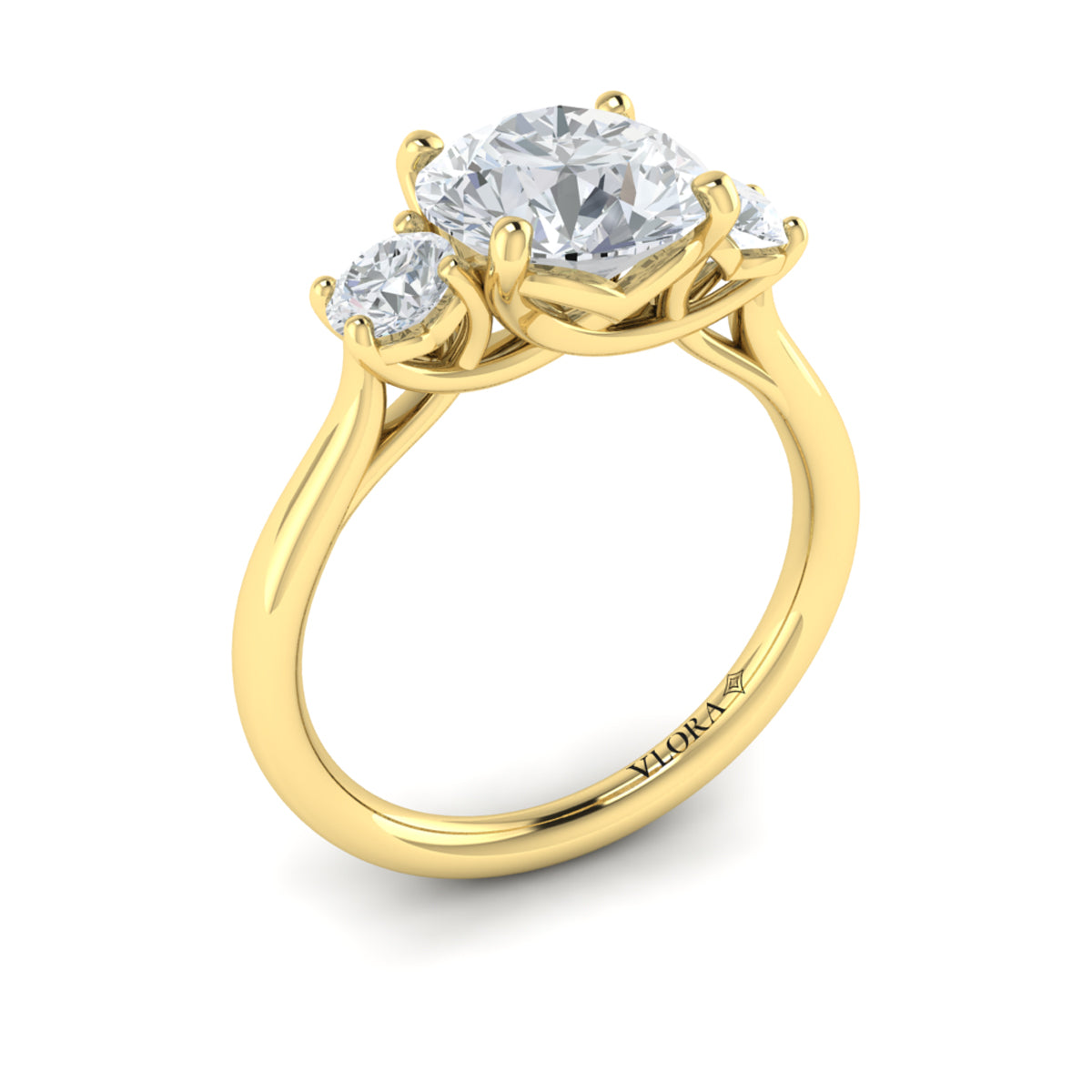 14kt Yellow Gold Three Stone Diamond Engagement Ring