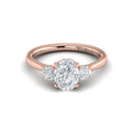 18kt Rose Gold Oval Diamond Three-Stone Engagement Ring