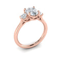 18kt Rose Gold Oval Diamond Three-Stone Engagement Ring