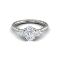 14K White Gold Oval Diamond Three-Stone Engagement Ring