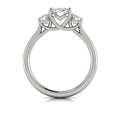 14K White Gold Oval Diamond Three-Stone Engagement Ring