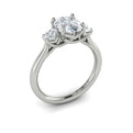 14K White Gold Oval Diamond Three-Stone Engagement Ring