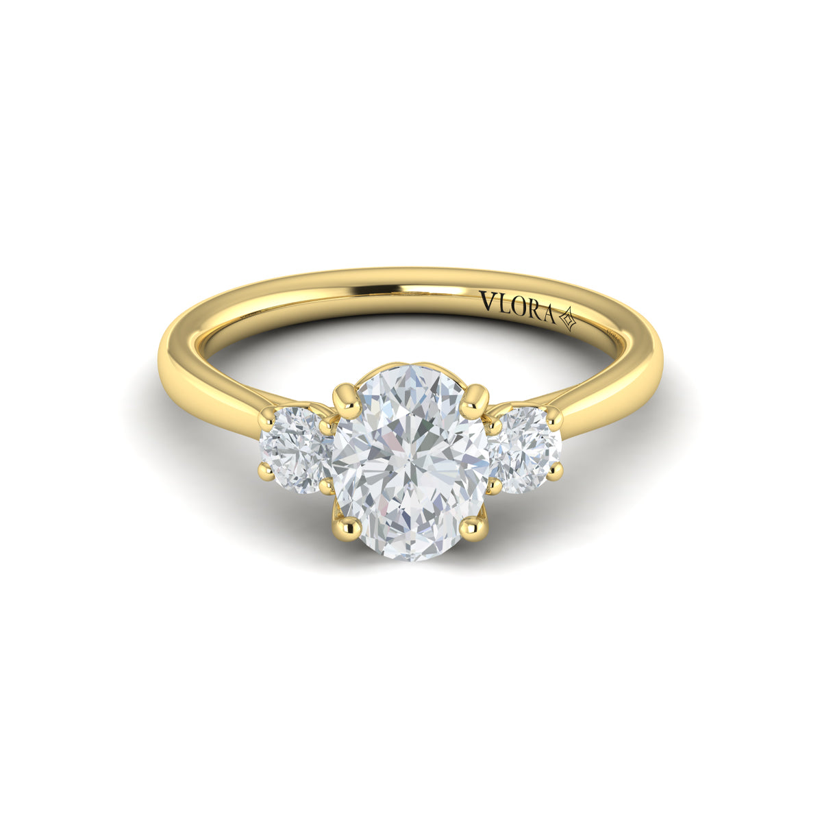 14kt Yellow Gold Oval Diamond Three-Stone Engagement Ring