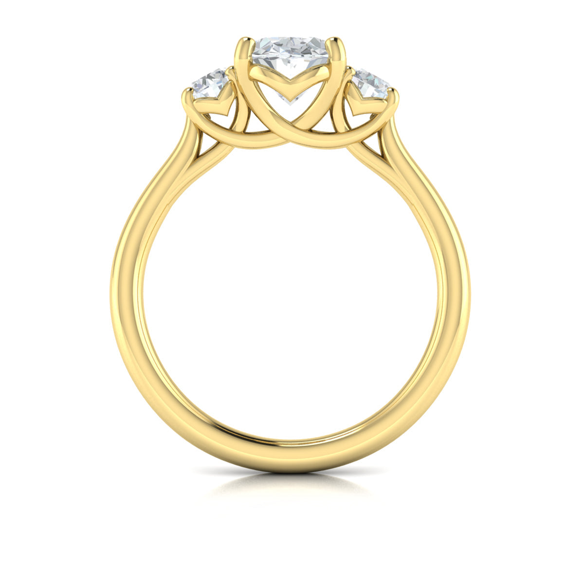 14kt Yellow Gold Oval Diamond Three-Stone Engagement Ring