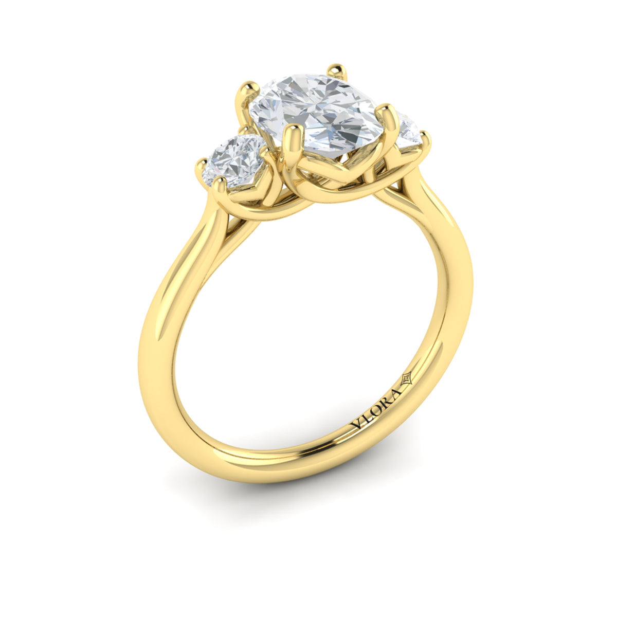 14kt Yellow Gold Oval Diamond Three-Stone Engagement Ring