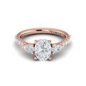 18kt Rose Gold Pear & Oval Three Stone Diamond Engagement Ring