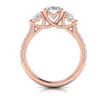 18kt Rose Gold Pear & Oval Three Stone Diamond Engagement Ring