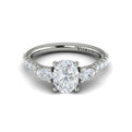 14K White Gold Pear & Oval Diamond Three-Stone Ring