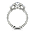 14K White Gold Pear & Oval Diamond Three-Stone Ring