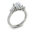 14K White Gold Pear & Oval Diamond Three-Stone Ring