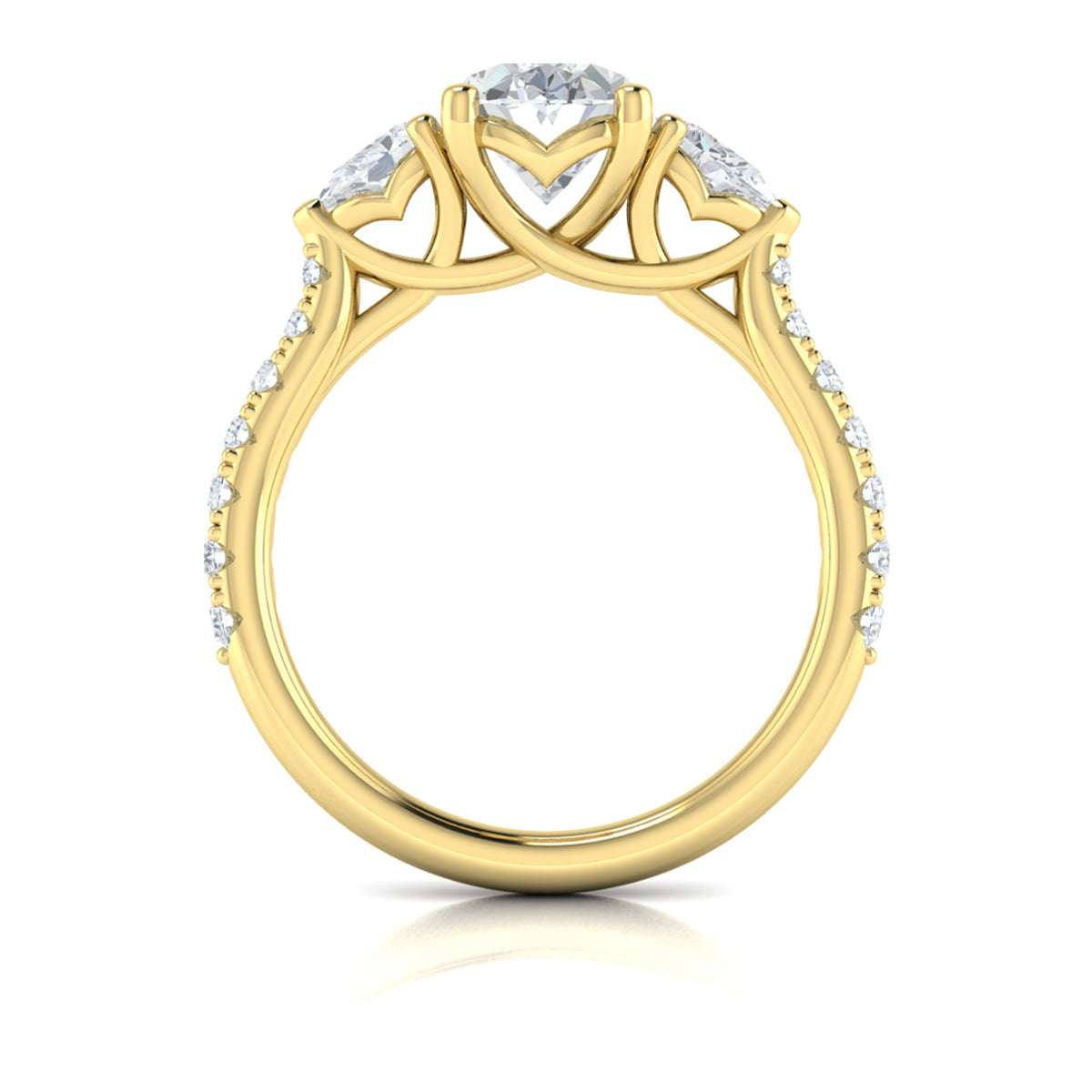 18kt Yellow Gold Pear Oval Three-Stone Engagement Ring