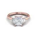 14kt Rose Gold Emerald Cut Three-Stone Engagement Ring