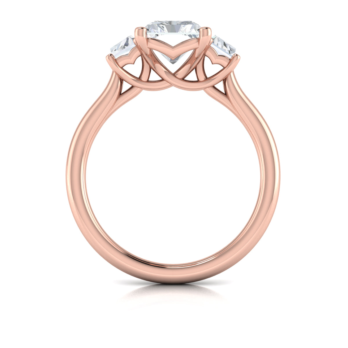 14kt Rose Gold Emerald Cut Three-Stone Engagement Ring