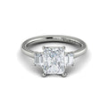 14K White Gold Emerald Cut Three-Stone Engagement Ring