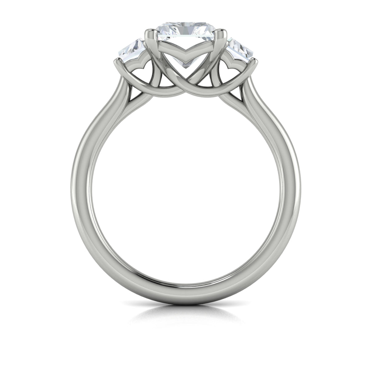 14K White Gold Emerald Cut Three-Stone Engagement Ring