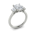 14K White Gold Emerald Cut Three-Stone Engagement Ring