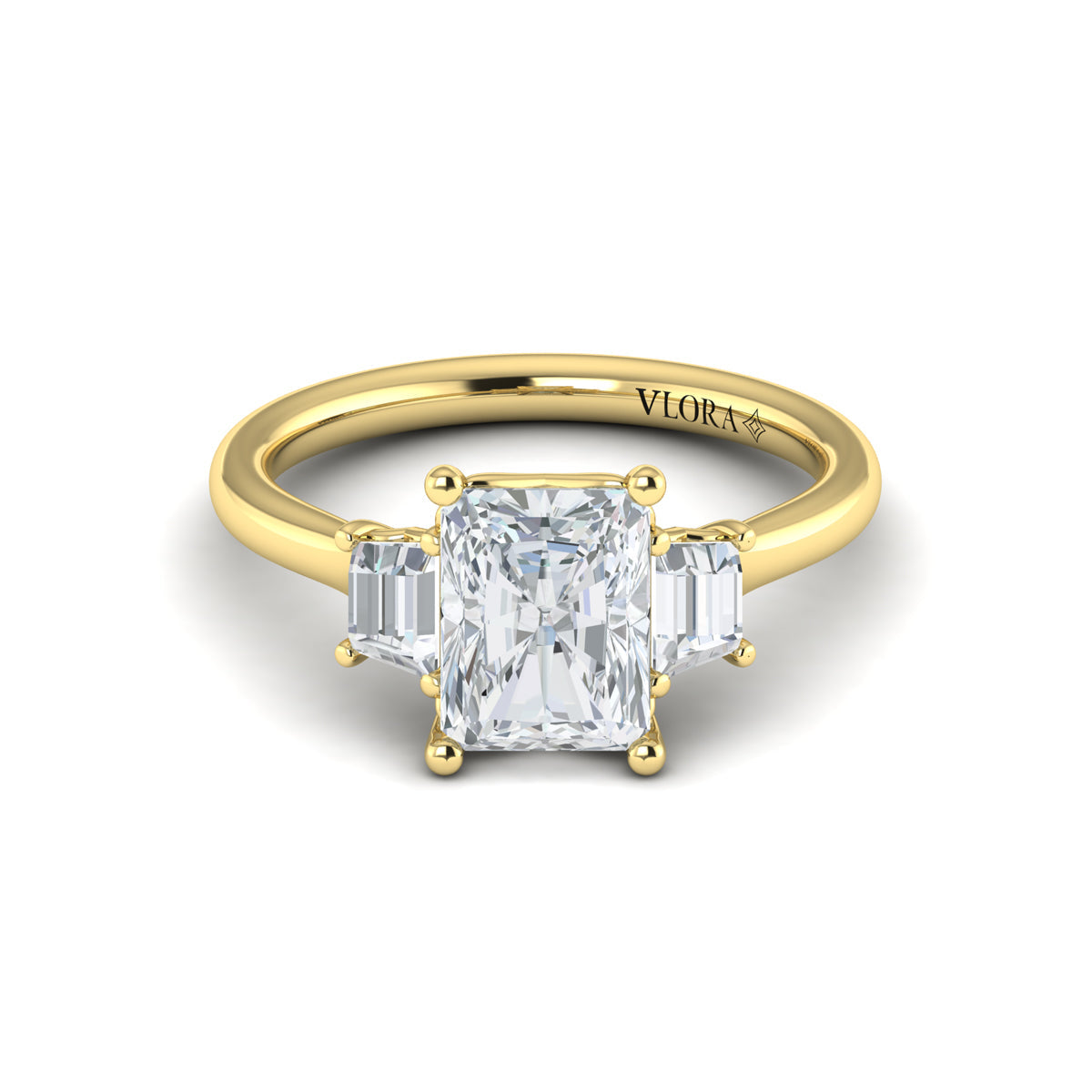 14kt Yellow Gold Emerald Cut Three-Stone Engagement Ring