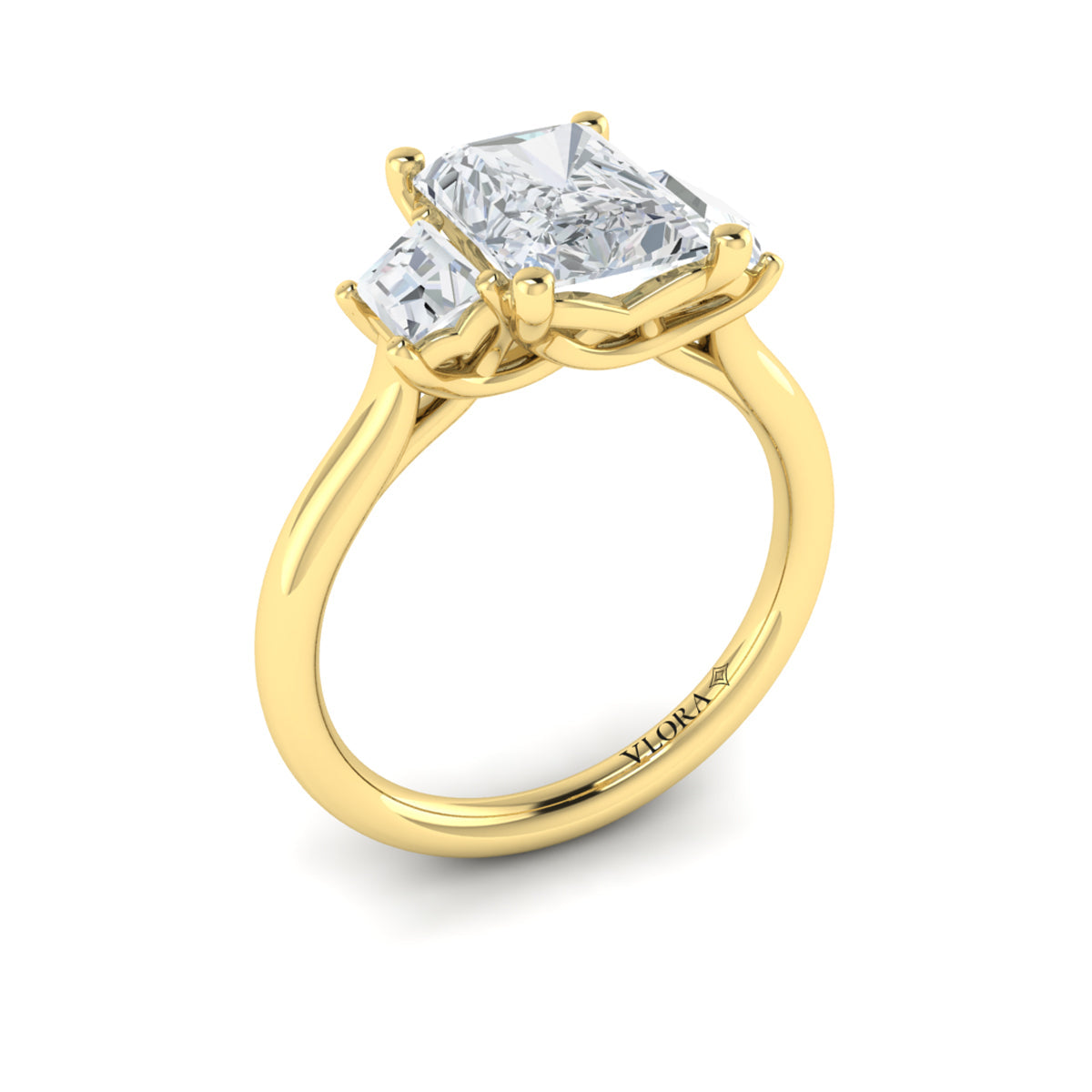 14kt Yellow Gold Emerald Cut Three-Stone Engagement Ring