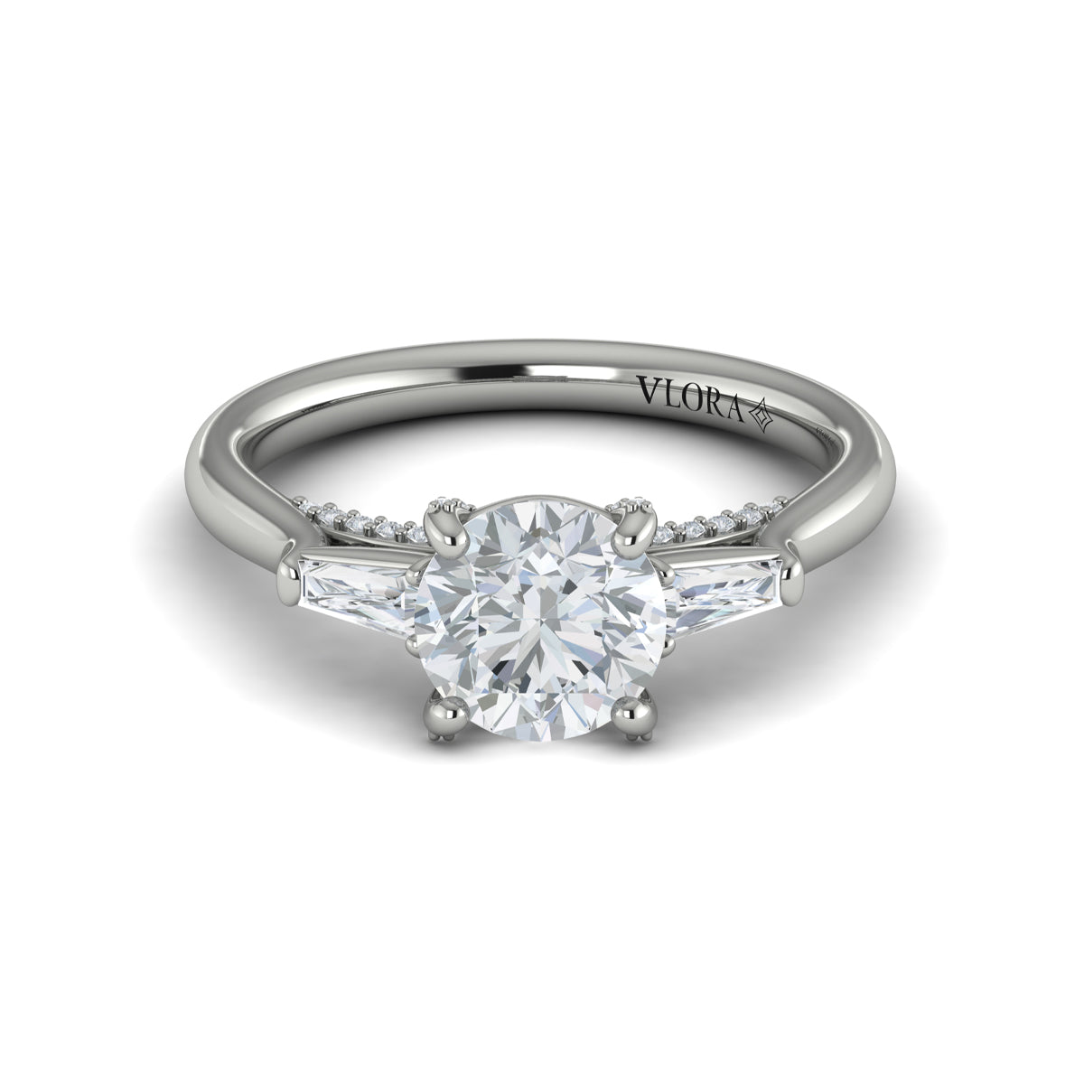 14K White Gold Three Stone Diamond Engagement Ring