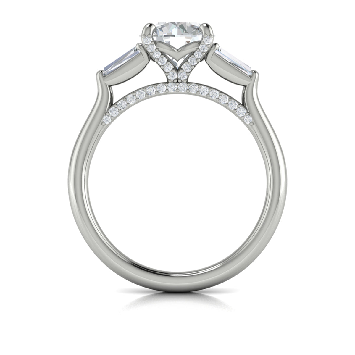 14K White Gold Three Stone Diamond Engagement Ring