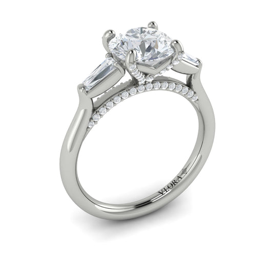 14K White Gold Three Stone Diamond Engagement Ring