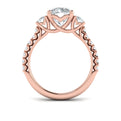14kt Rose Gold Round Diamond Three-Stone Engagement Ring