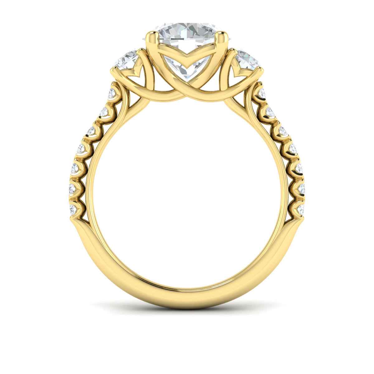 14kt Yellow Gold Round Diamond Three-Stone Engagement Ring