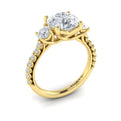 14kt Yellow Gold Round Diamond Three-Stone Engagement Ring