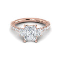 18kt Rose Gold Emerald Cut Three Stone Engagement Ring