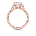 18kt Rose Gold Emerald Cut Three Stone Engagement Ring