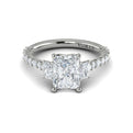 14K White Gold Emerald Cut Three-Stone Diamond Ring