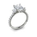 14K White Gold Emerald Cut Three-Stone Diamond Ring