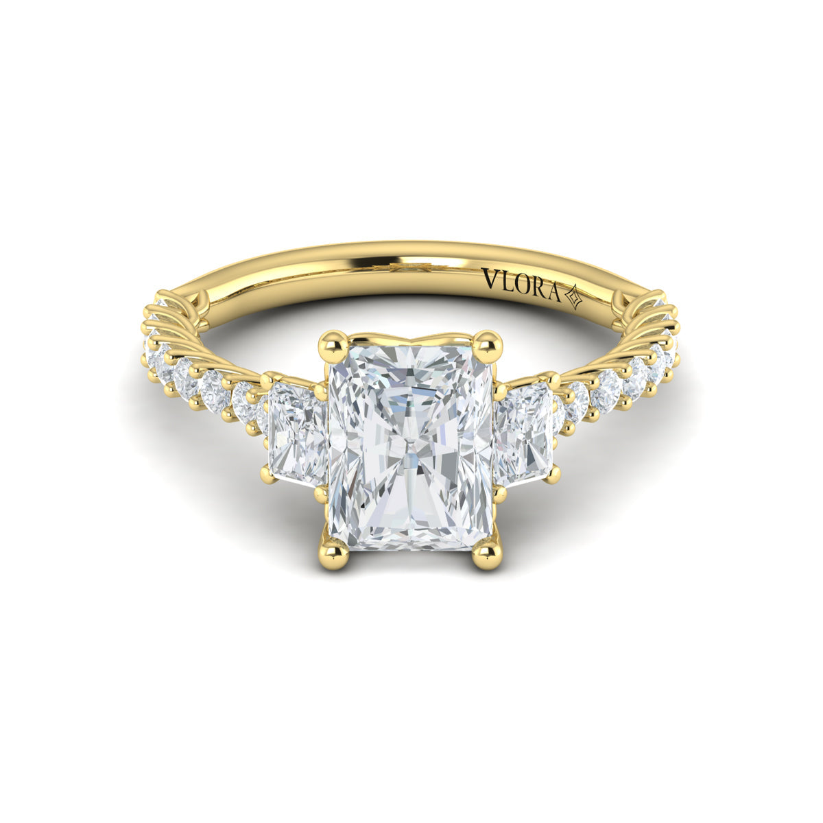 14kt Yellow Gold Emerald Cut Three-Stone Engagement Ring