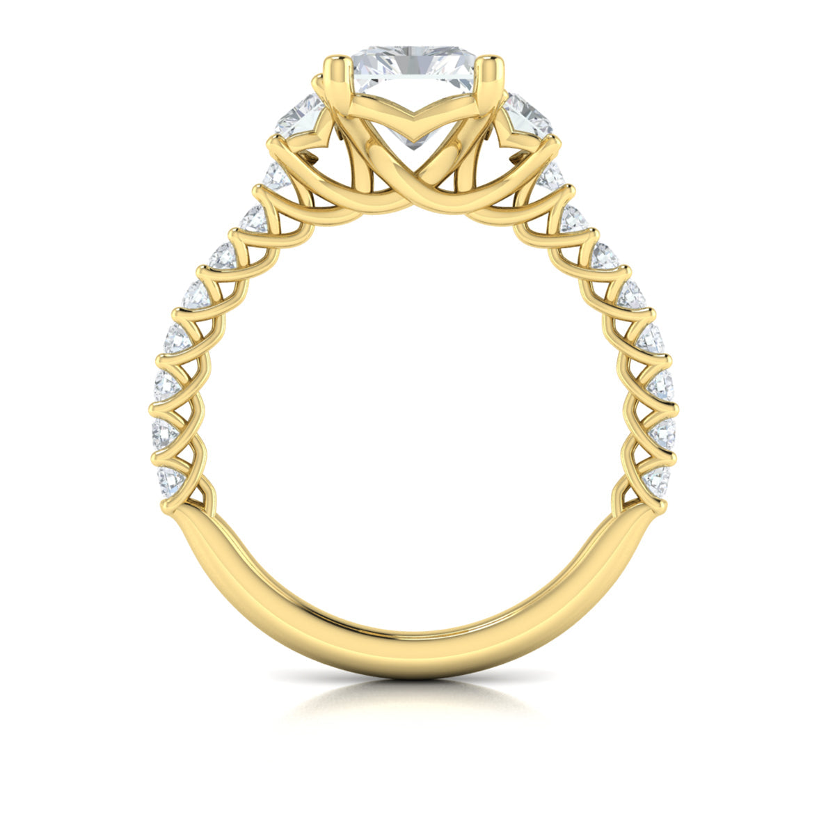 14kt Yellow Gold Emerald Cut Three-Stone Engagement Ring