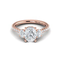 14kt Rose Gold Oval Diamond Three-Stone Engagement Ring