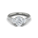 14K White Gold Oval Three-Stone Diamond Engagement Ring