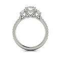 14K White Gold Oval Three-Stone Diamond Engagement Ring