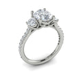 14K White Gold Oval Three-Stone Diamond Engagement Ring