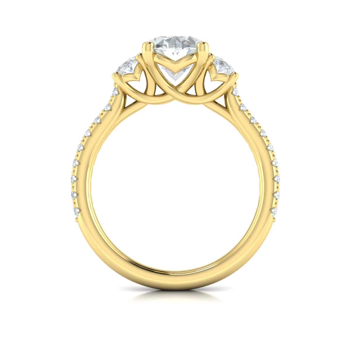 14kt Yellow Gold Oval Diamond Three-Stone Engagement Ring
