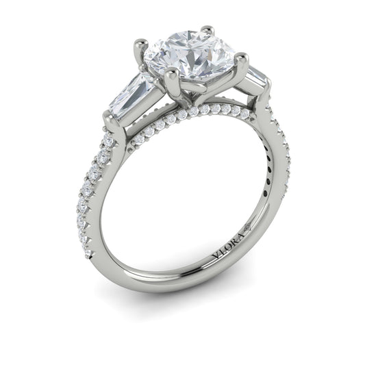 14K White Gold Three Stone Diamond Engagement Ring