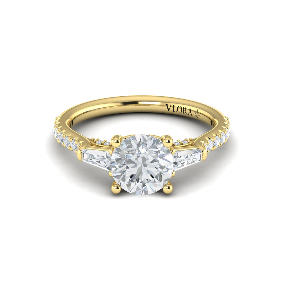14kt Yellow Gold Round Diamond Three-Stone Ring