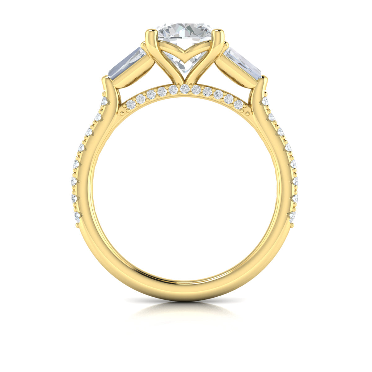 14kt Yellow Gold Round Diamond Three-Stone Ring