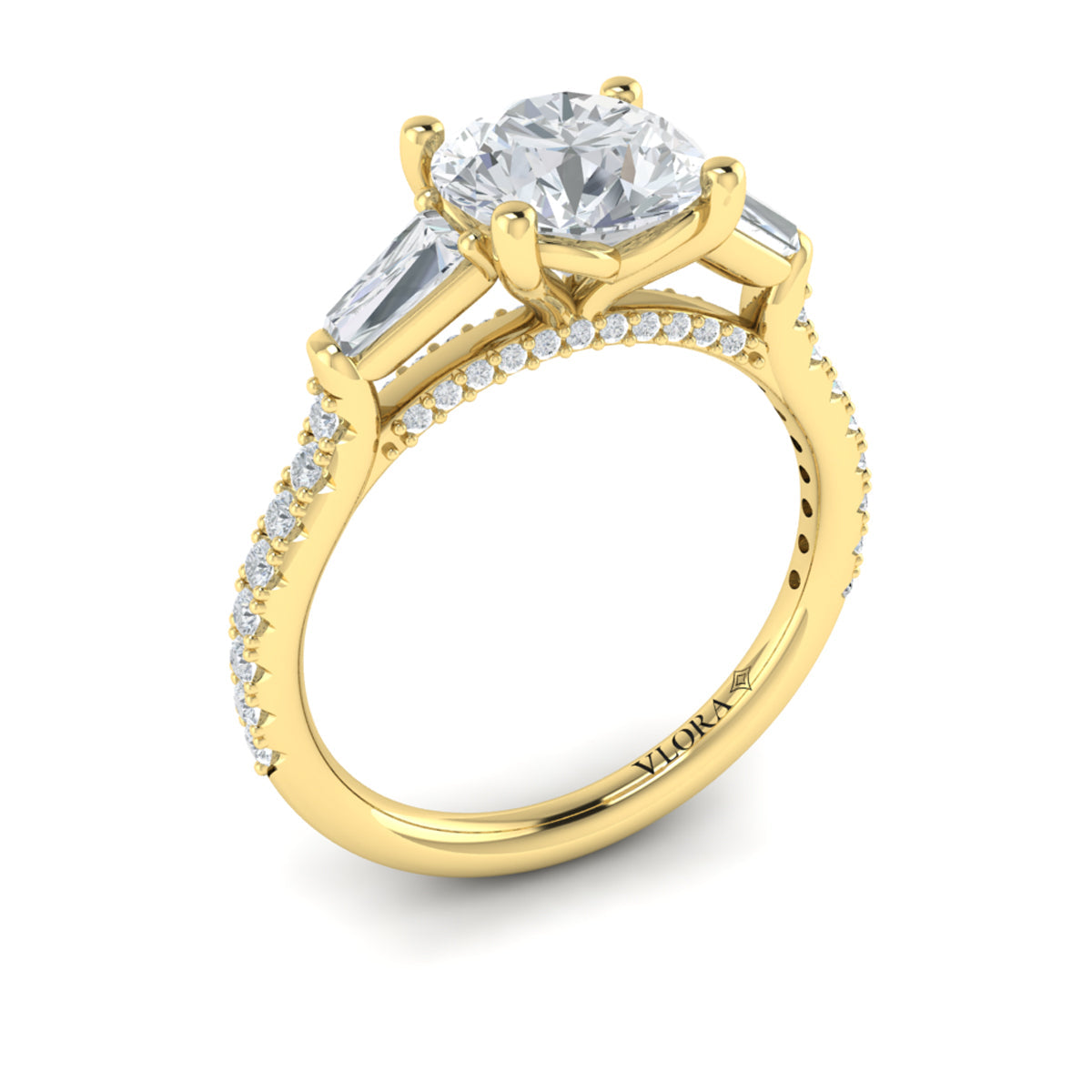 14kt Yellow Gold Round Diamond Three-Stone Ring