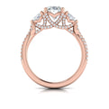 18kt Rose Gold Pear & Round Diamond Three-Stone Ring