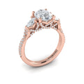18kt Rose Gold Pear & Round Diamond Three-Stone Ring