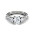 14K White Gold Pear & Round Diamond Three-Stone Ring